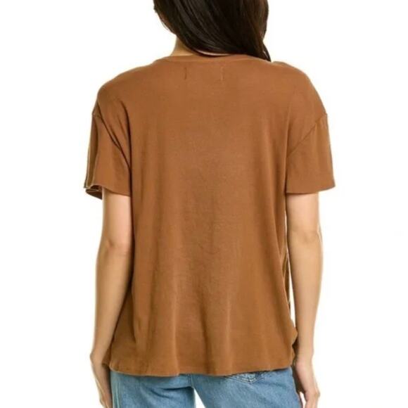 NWT Free People Ribbed V-Neck T-Shirt – “The Outsider” – Brown – Women’s Small - Picture 2 of 8